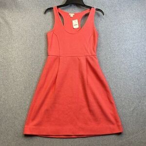 J Crew Dress Womens 0 Coral Pink Factory Double Knit Racerback Fit & Flare NEW